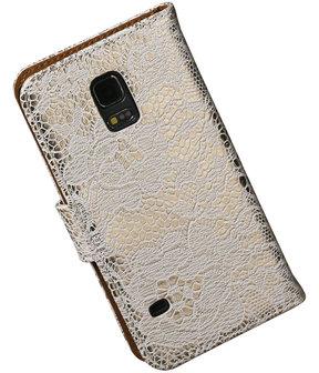 Lace Wit Samsung Galaxy S5 Mini Book/Wallet Case Hoesje