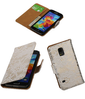 Lace Wit Samsung Galaxy S5 Mini Book/Wallet Case Hoesje