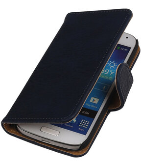 Blauw Hout Samsung Galaxy S4 Mini i9190 Book/Wallet Case/Cover