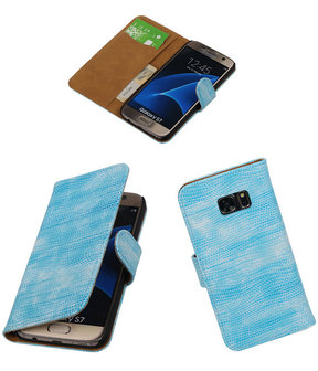 Turquoise Mini Slang Booktype Samsung Galaxy S7 Wallet Cover Hoesje