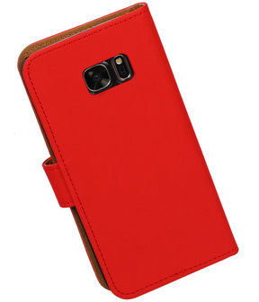 Rood Effen Booktype Samsung Galaxy S7 Wallet Cover Hoesje