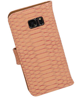 Roze Slang Booktype Samsung Galaxy S7 Wallet Cover Hoesje