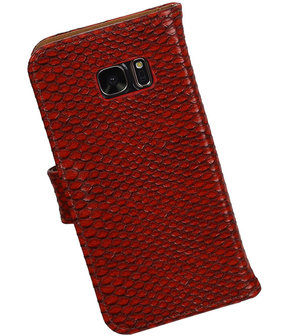 Rood Slang Booktype Samsung Galaxy S7 Wallet Cover Hoesje