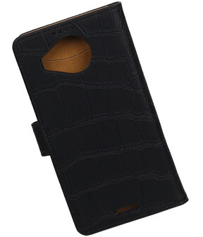 Microsoft Lumia 950 XL - Croco Booktype Wallet Hoesje Zwart