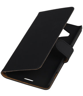 Microsoft Lumia 950 XL - Effen Booktype Wallet Hoesje Zwart