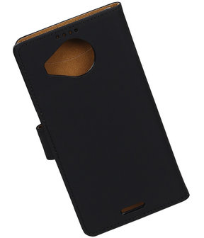 Microsoft Lumia 950 XL - Effen Booktype Wallet Hoesje Zwart