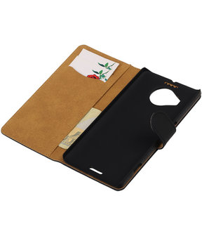 Microsoft Lumia 950 XL - Effen Booktype Wallet Hoesje Zwart