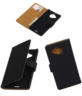 Microsoft Lumia 950 XL - Effen Booktype Wallet Hoesje Zwart