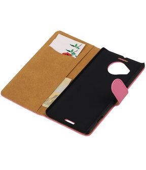 Microsoft Lumia 950 XL - Effen Booktype Wallet Hoesje Roze