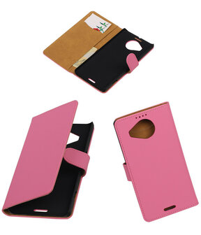 Microsoft Lumia 950 XL - Effen Booktype Wallet Hoesje Roze