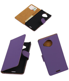 Microsoft Lumia 950 XL - Effen Booktype Wallet Hoesje Paars