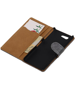 Sony Xperia Z4 Compact Booktype Wallet Hoesje Mini Slang Grijs