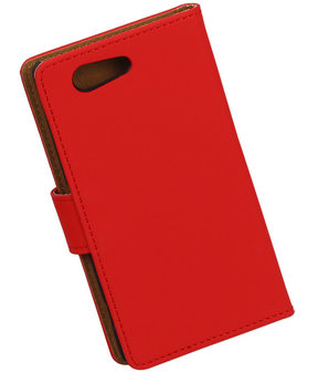 Sony Xperia Z4 Compact effen Bookstyle Wallet Hoesje Rood