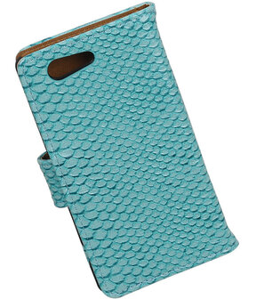 Sony Xperia Z4 Compact Snake Slang Bookstyle Wallet Hoesje Turquoise