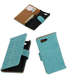 Sony Xperia Z4 Compact Snake Slang Bookstyle Wallet Hoesje Turquoise