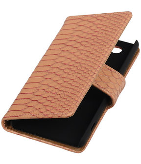 Sony Xperia Z4 Compact Snake Slang Bookstyle Wallet Hoesje Roze