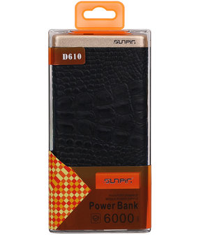 Zwart Krokodil SunPin Powerbank 6000 mAh iPhone/iPad Oplader