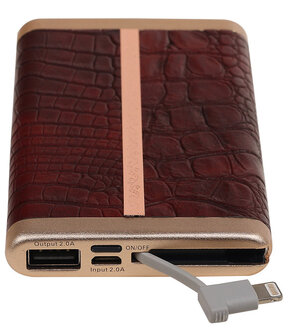 Donker Bruin Krokodil SunPin Powerbank 6000 mAh iPhone/iPad Oplader