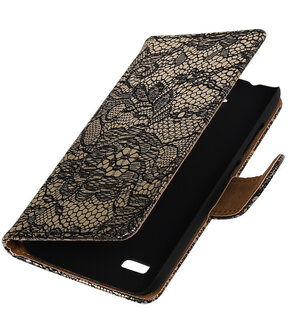 Zwart Lace Booktype Huawei Y560 / Y5 Wallet Cover Hoesje