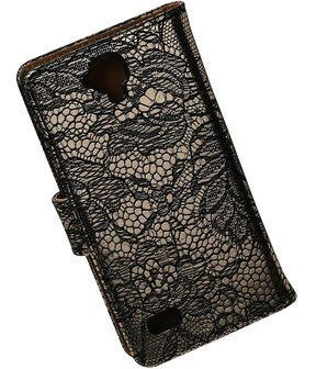 Zwart Lace Booktype Huawei Y560 / Y5 Wallet Cover Hoesje