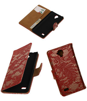 Rood Lace Booktype Huawei Y560 / Y5 Wallet Cover Hoesje