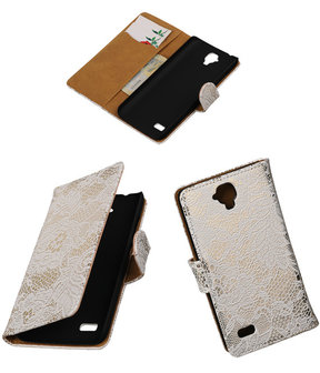 Wit Lace Booktype Huawei Y560 / Y5 Wallet Cover Hoesje