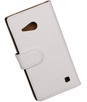 Nokia Lumia 735 Crocodile Booktype Wallet Hoesje Wit