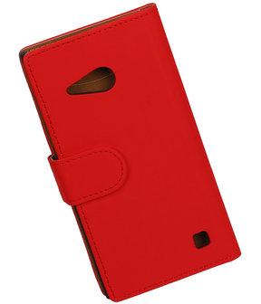 Nokia Lumia 735 Effen Booktype Wallet Hoesje Rood