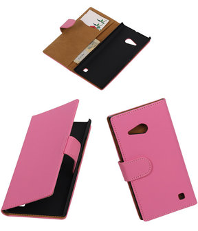 Nokia Lumia 735 Effen Booktype Wallet Hoesje Roze