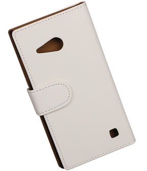 Nokia Lumia 735 Effen Booktype Wallet Hoesje Wit
