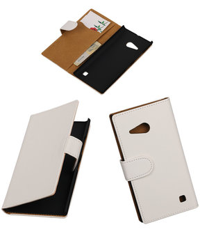 Nokia Lumia 735 Effen Booktype Wallet Hoesje Wit