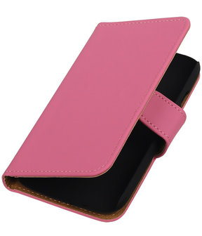 Motorola Moto E (2nd gen) Effen Booktype Wallet Hoesje Roze