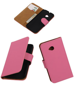 Motorola Moto E (2nd gen) Effen Booktype Wallet Hoesje Roze