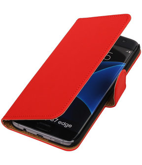 Rood Effen Booktype Samsung Galaxy S7 Edge Wallet Cover Hoesje