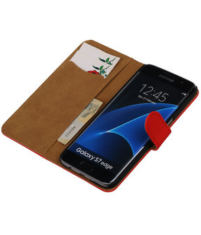 Rood Effen Booktype Samsung Galaxy S7 Edge Wallet Cover Hoesje