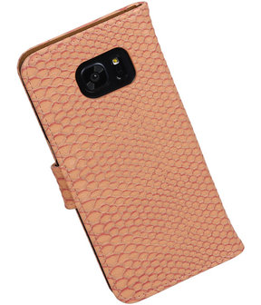 Roze Slang Booktype Samsung Galaxy S7 Edge Wallet Cover Hoesje
