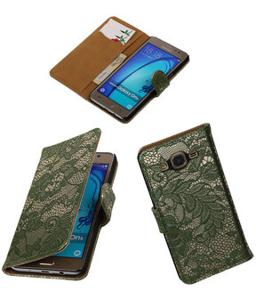 Samsung Galaxy On5 - Lace Donker Groen Booktype Wallet Hoesje