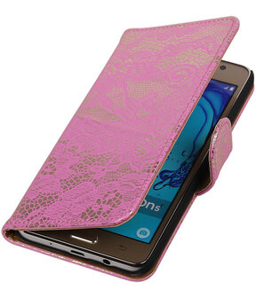Samsung Galaxy On5 - Lace Roze Booktype Wallet Hoesje