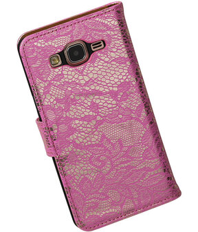 Samsung Galaxy On5 - Lace Roze Booktype Wallet Hoesje