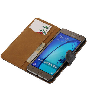 Samsung Galaxy On5 - Mini Slang Grijs Booktype Wallet Hoesje