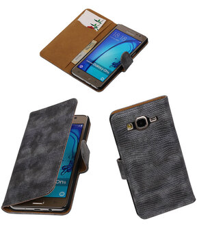 Samsung Galaxy On5 - Mini Slang Grijs Booktype Wallet Hoesje