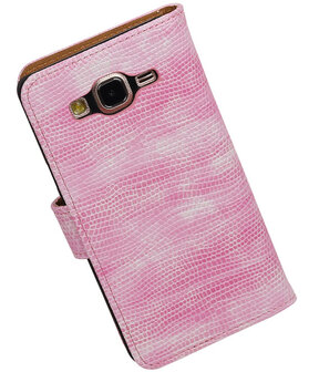 Samsung Galaxy On5 - Mini Slang Roze Booktype Wallet Hoesje