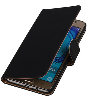 Samsung Galaxy On5 - Effen Zwart Booktype Wallet Hoesje