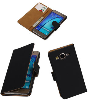 Samsung Galaxy On5 - Effen Zwart Booktype Wallet Hoesje