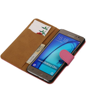 Samsung Galaxy On5 - Effen Roze Booktype Wallet Hoesje