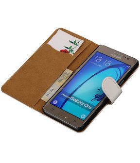 Samsung Galaxy On5 - Effen Wit Booktype Wallet Hoesje