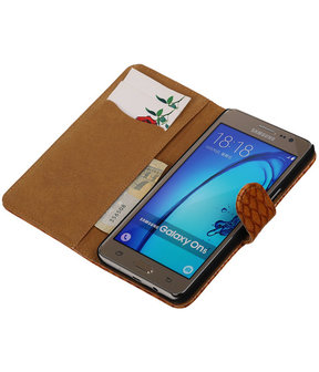 Samsung Galaxy On5 - Slang Bruin Booktype Wallet Hoesje