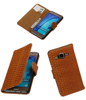 Samsung Galaxy On5 - Slang Bruin Booktype Wallet Hoesje