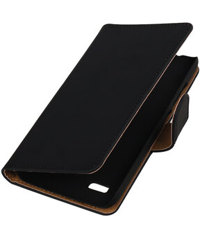 Zwart Effen Booktype HTC Desire 601 Wallet Cover Hoesje