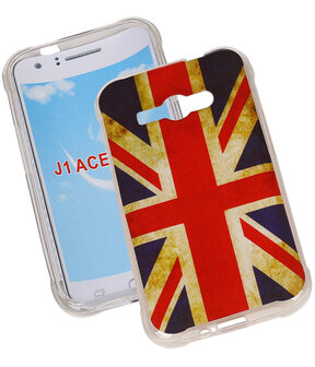 Britse Vlag TPU Cover Case voor Samsung Galaxy J1 Ace Hoesje